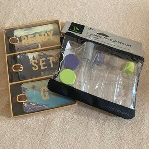 Travel Accessories - 3 Luggage Tags + Travel Pouch